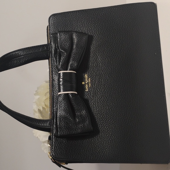 kate spade Handbags - NWOT kate spade Black Pebbled Leather Bow Top-Handle Crossbody Bag